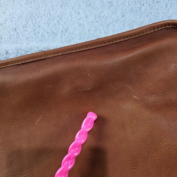 Clava American Leather Gusset Laptop Messenger Style Bag Case Brown 13x10x5 Vtg - Picture 13 of 13